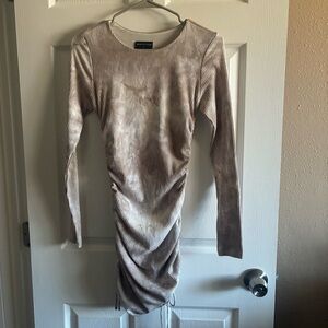 White Fox The Sweet Salvation Long Sleeve Ribbed Mini Dress, Size Small